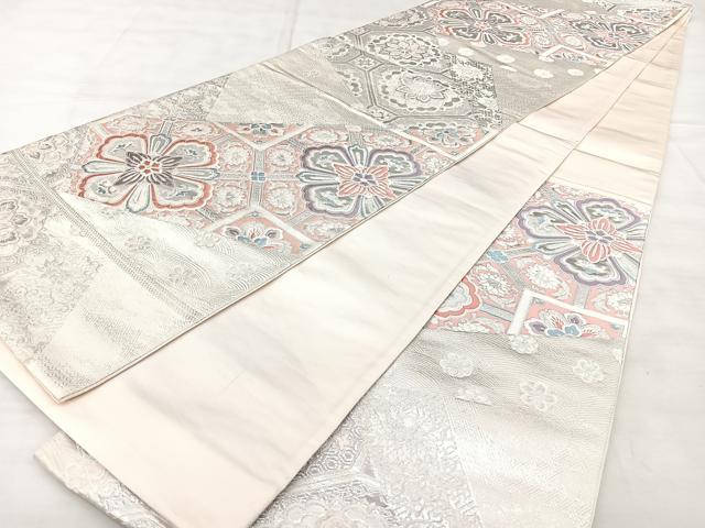 平和屋着物◎六通柄袋帯　九百錦　京みやび　蜀江花文　銀糸　正絹　逸品　BAAX5222qw