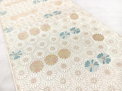 平和屋着物◎西陣　服部織物謹製　六通柄袋帯　唐織　こきん錦　菊文　金糸　正絹　逸品　BAAX5224qw