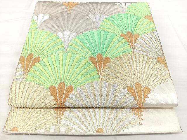 平和屋着物◎六通柄袋帯　唐織　松葉青海波　金銀糸　正絹　逸品　BAAX5226qw