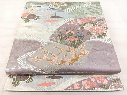 平和屋着物◎西陣　六通柄袋帯　唐織　地紙花文　金銀糸　正絹　逸品　BAAX5227qw