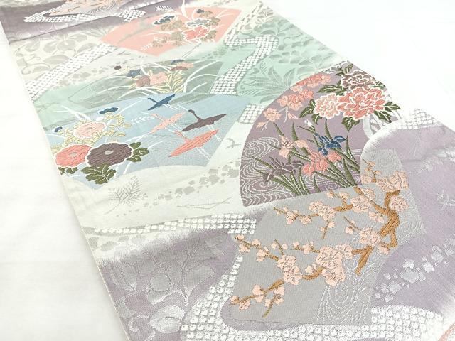 平和屋着物◎西陣　六通柄袋帯　唐織　地紙花文　金銀糸　正絹　逸品　BAAX5227qw