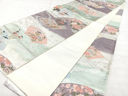 平和屋着物◎西陣　六通柄袋帯　唐織　地紙花文　金銀糸　正絹　逸品　BAAX5227qw