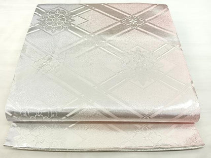 平和屋着物◎両面　全通柄袋帯　花菱文　銀糸　やまとオリジナル　正絹　逸品　BAAX5231qw