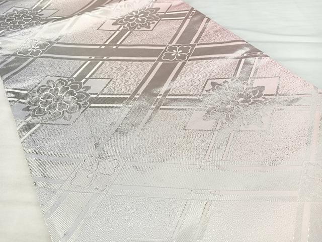 平和屋着物◎両面　全通柄袋帯　花菱文　銀糸　やまとオリジナル　正絹　逸品　BAAX5231qw