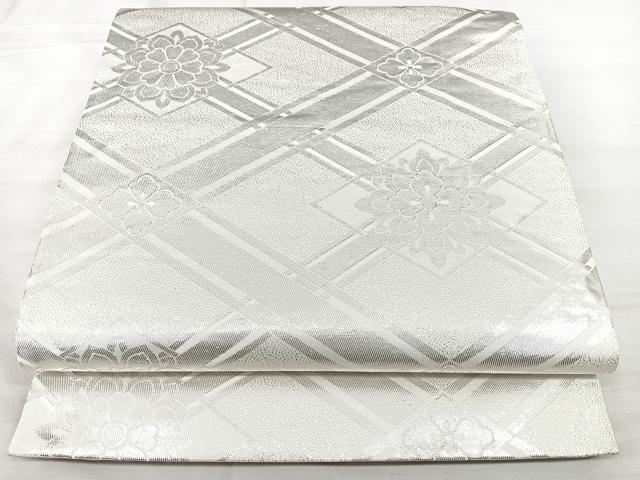 平和屋着物◎両面　全通柄袋帯　花菱文　銀糸　やまとオリジナル　正絹　逸品　BAAX5231qw