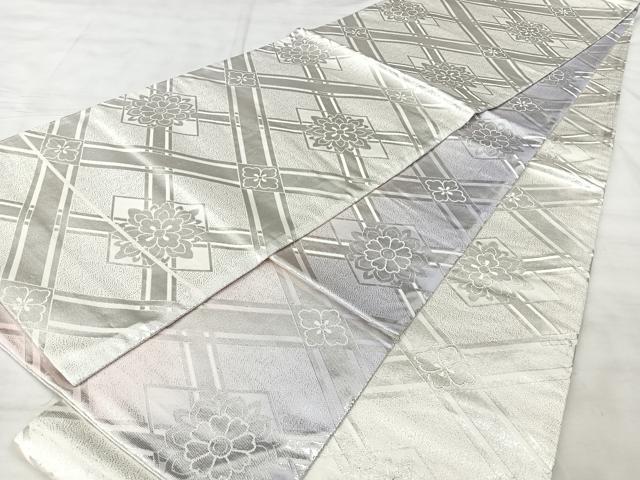平和屋着物◎両面　全通柄袋帯　花菱文　銀糸　やまとオリジナル　正絹　逸品　BAAX5231qw