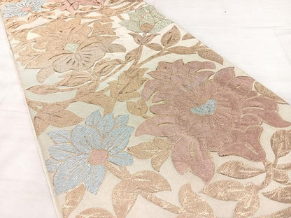 平和屋着物◎六通柄　本袋帯　洋花唐草文　金糸　三越扱い　正絹　逸品　BAAX5234qw