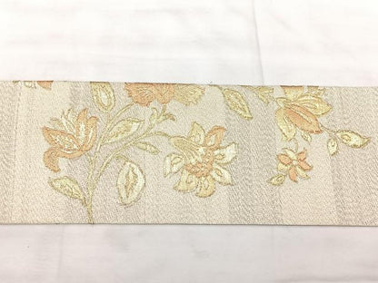 平和屋着物◎九寸名古屋帯　更紗花文　金糸　正絹　逸品　BAAX5242qw