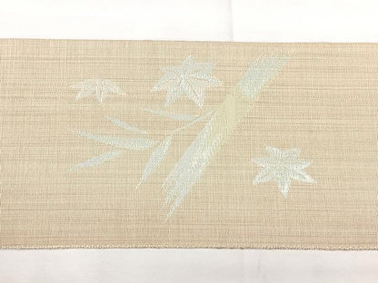平和屋着物◎八寸名古屋帯　笹楓文　正絹　逸品　BAAX5244qw