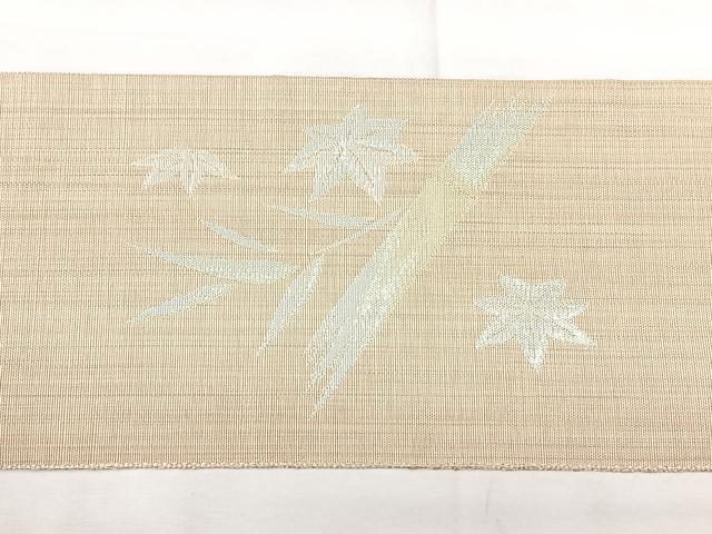 平和屋着物◎八寸名古屋帯　笹楓文　正絹　逸品　BAAX5244qw