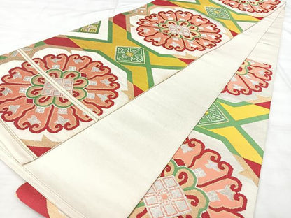 平和屋着物◎アンティーク　大正ロマン　六通柄　本袋帯　正倉院花文　正絹　逸品　BAAX5249qw