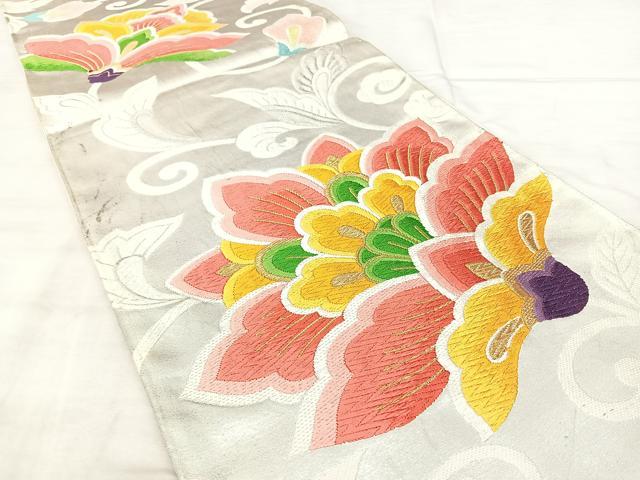 平和屋着物◎六通柄袋帯　唐織　更紗花文　金銀糸　正絹　逸品　BAAX5255qw
