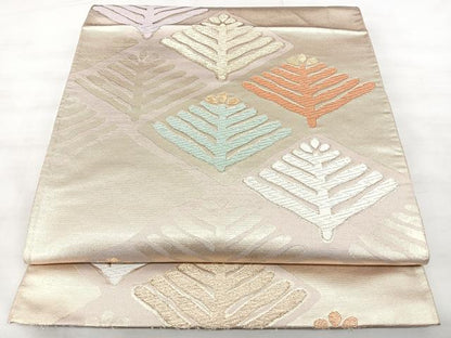 平和屋着物◎六通柄袋帯　唐織　松葉文　金糸　正絹　逸品　BAAX5263qw