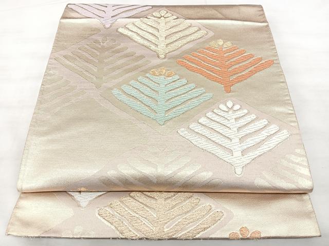 平和屋着物◎六通柄袋帯　唐織　松葉文　金糸　正絹　逸品　BAAX5263qw