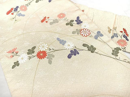 平和屋着物◎九寸名古屋帯　唐織　菊文　金糸　正絹　逸品　BAAX5267qw