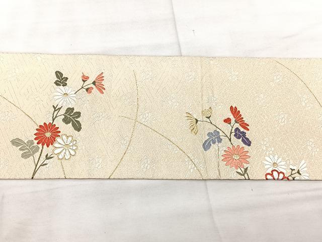 平和屋着物◎九寸名古屋帯　唐織　菊文　金糸　正絹　逸品　BAAX5267qw