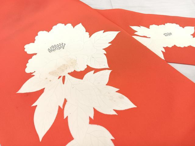 平和屋着物◎塩瀬　九寸名古屋帯　牡丹文　銀彩　正絹　逸品　BAAX5270qw