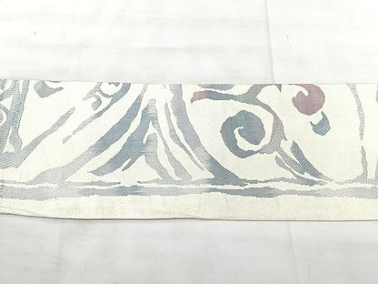 平和屋着物◎本場筑前博多織　八寸名古屋帯　洋花唐草文　正絹　逸品　BAAX5271qw