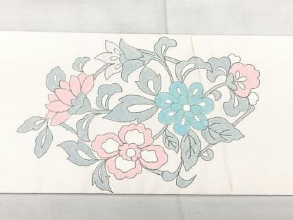 平和屋着物◎九寸名古屋帯　駒刺繍　洋花唐草文　正絹　逸品　BAAX5273qw
