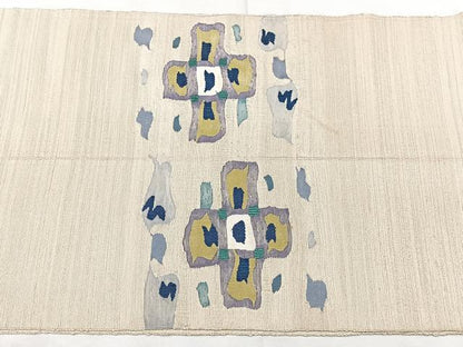 平和屋着物◎八寸名古屋帯　紬地　すくい織　石畳文　正絹　逸品　BAAX5288qw