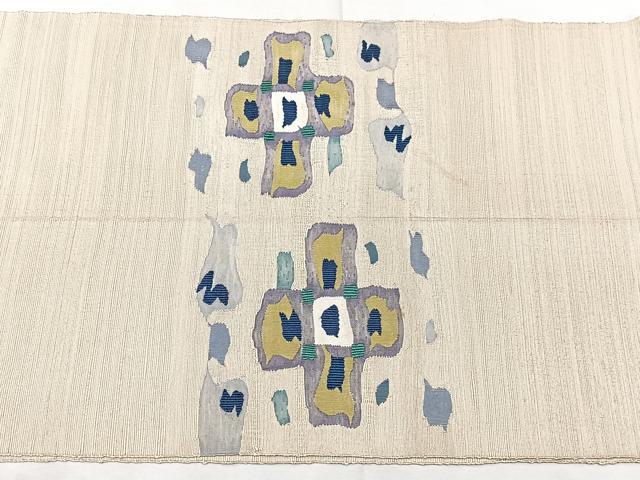 平和屋着物◎八寸名古屋帯　紬地　すくい織　石畳文　正絹　逸品　BAAX5288qw