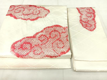 平和屋着物◎つけ帯　総絞り　雲文　正絹　逸品　BAAX5298qw