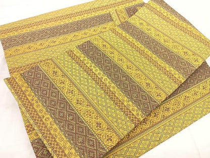 平和屋着物◎つけ帯　横段花文　正絹　逸品　BAAX5299qw