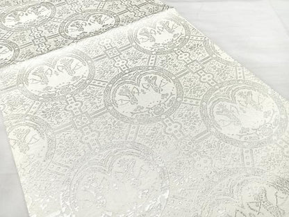 平和屋着物◎六通柄袋帯　錦織　狩猟花文　純銀箔　正絹　逸品　BAAX5304qw