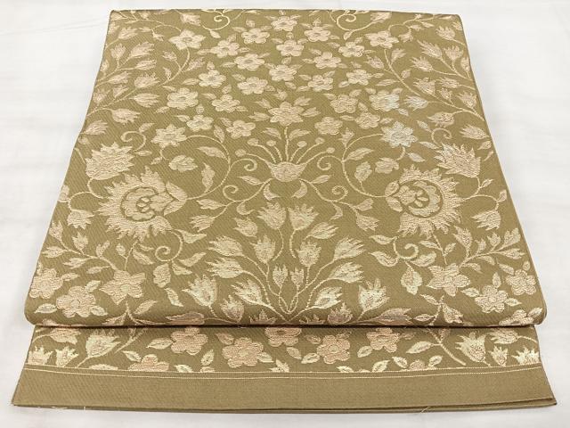 平和屋着物◎六通柄　京袋帯　本袋帯　更紗花文　金糸　正絹　逸品　BAAX5305qw