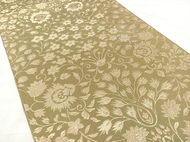 平和屋着物◎六通柄　京袋帯　本袋帯　更紗花文　金糸　正絹　逸品　BAAX5305qw
