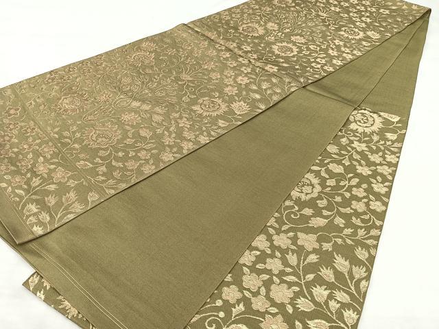 平和屋着物◎六通柄　京袋帯　本袋帯　更紗花文　金糸　正絹　逸品　BAAX5305qw