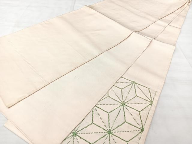 平和屋着物◎太鼓柄袋帯　織佐賀良　刺繍　笹の葉文様　正絹　逸品　BAAX5310qw