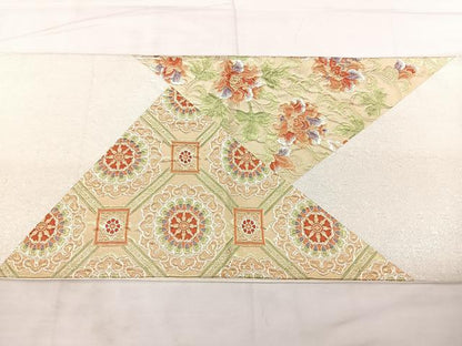 平和屋着物◎京の名門　じゅらく謹製　太鼓柄袋帯　名物八稜花蜀江文　金銀糸　正絹　逸品　BAAX5312qw