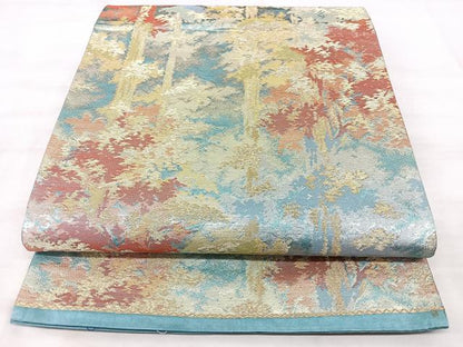 平和屋着物◎六通柄袋帯　樹林文　金糸　正絹　逸品　BAAX5313qw