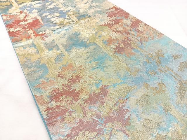 平和屋着物◎六通柄袋帯　樹林文　金糸　正絹　逸品　BAAX5313qw