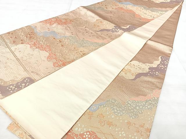 平和屋着物◎六通柄袋帯　道長花文　金糸　正絹　逸品　BAAX5315qw