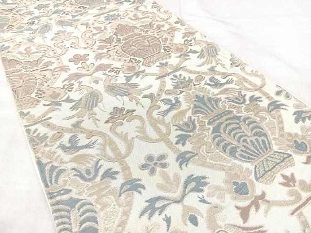 平和屋着物◎六通柄袋帯　花鳥文　金糸　正絹　逸品　BAAX5316qw