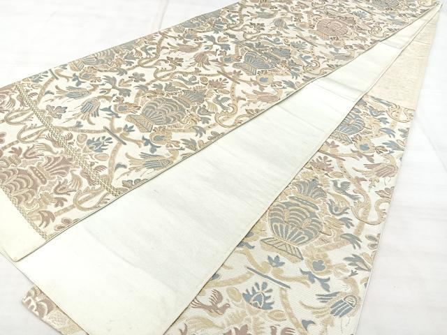 平和屋着物◎六通柄袋帯　花鳥文　金糸　正絹　逸品　BAAX5316qw