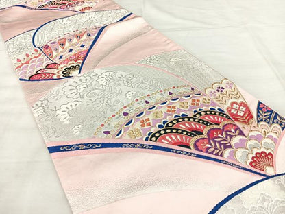 平和屋着物◎六通柄袋帯　洋花文　金銀糸　正絹　逸品　BAAX5317qw