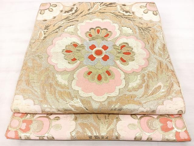 平和屋着物◎六通柄　京袋帯　本袋帯　正倉院花文　金糸　正絹　逸品　BAAX5320qw