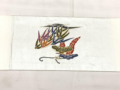 平和屋着物◎九寸名古屋帯　花鳥文　銀糸　正絹　逸品　BAAX5326qw