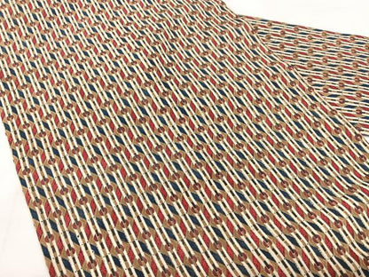 平和屋着物◎全通柄　九寸名古屋帯　幾何学間道　正絹　逸品　BAAX5331qw