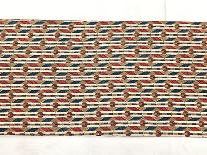 平和屋着物◎全通柄　九寸名古屋帯　幾何学間道　正絹　逸品　BAAX5331qw