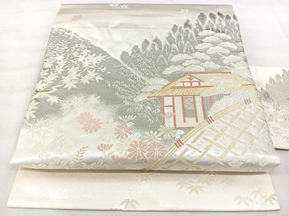 平和屋着物◎九寸名古屋帯　京名所　光悦　プラチナ二重箔　正絹　逸品　BAAX5332qw