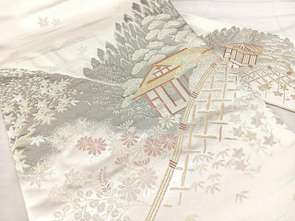 平和屋着物◎九寸名古屋帯　京名所　光悦　プラチナ二重箔　正絹　逸品　BAAX5332qw
