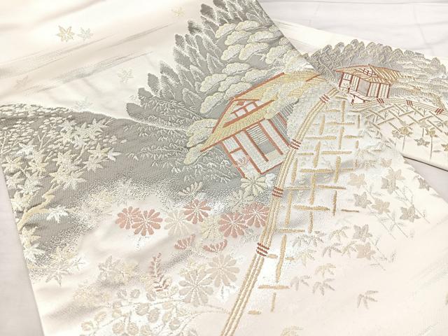 平和屋着物◎九寸名古屋帯　京名所　光悦　プラチナ二重箔　正絹　逸品　BAAX5332qw