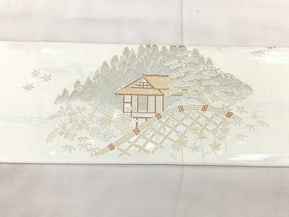 平和屋着物◎九寸名古屋帯　京名所　光悦　プラチナ二重箔　正絹　逸品　BAAX5332qw