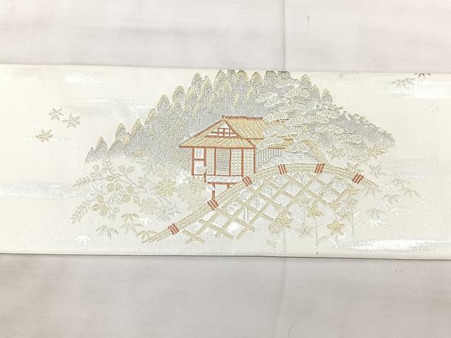 平和屋着物◎九寸名古屋帯　京名所　光悦　プラチナ二重箔　正絹　逸品　BAAX5332qw
