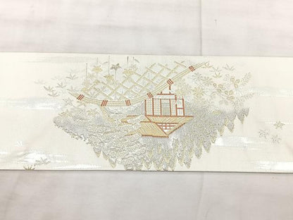 平和屋着物◎九寸名古屋帯　京名所　光悦　プラチナ二重箔　正絹　逸品　BAAX5332qw