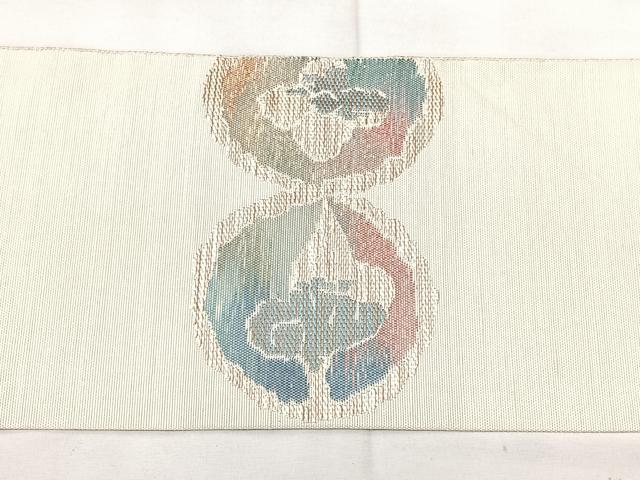 平和屋着物◎八寸名古屋帯　紬地　洋花丸文　正絹　逸品　BAAX5339qw